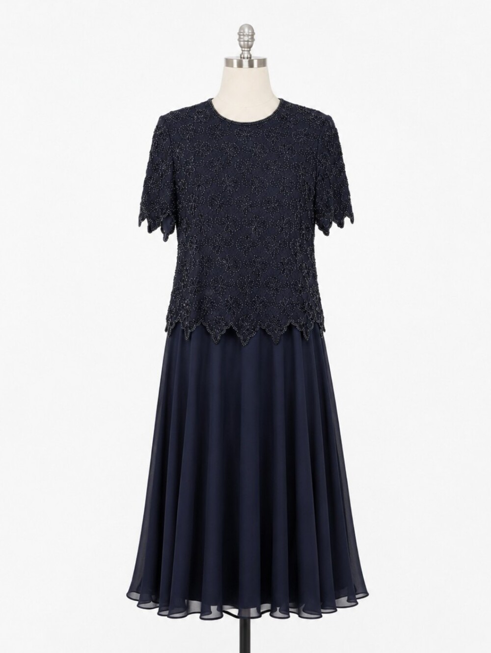Brilliante by JA Vintage Navy Beaded Lace Overlay Dress‎ XXL